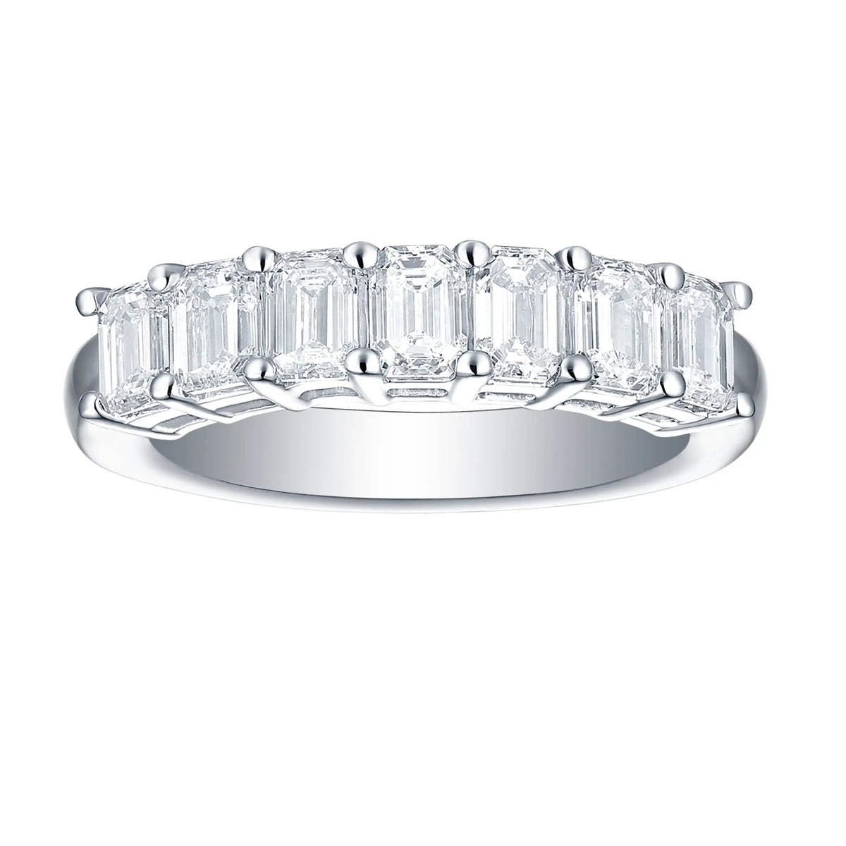 Smiling Rocks Lab Grown Diamond Emerald Half Eternity Band (1 ctw) - SRR-01836WHT