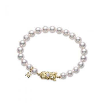 Strand Bracelet - Yellow Gold Clasp - 6.5x6 mm, A+ quality