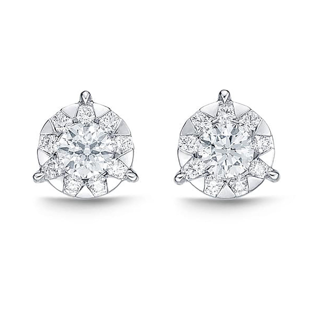 Memoire 18k White Gold Diamond V-Shape Hoop Earrings