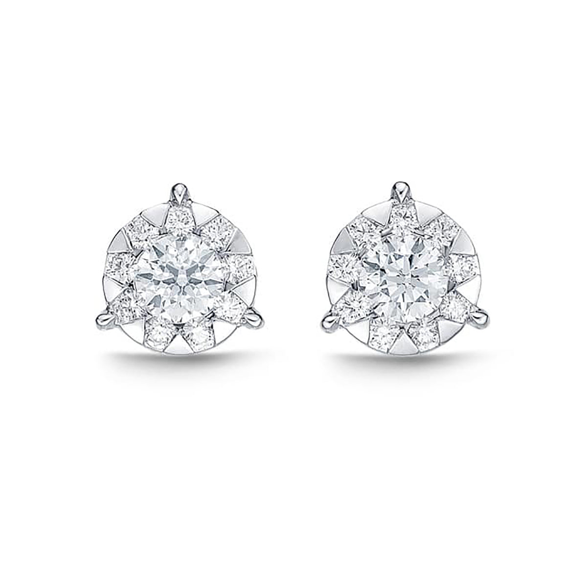 Memoire Bouquet 3-Prong Studs .95ctw approx. (.30 centers) / 8.4mm - FEBQ12500008W72000