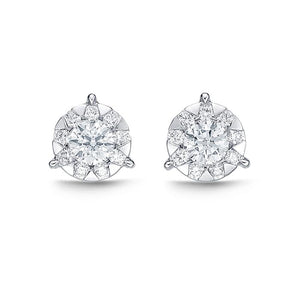 Memoire Bouquet 3-Prong Studs .95ctw approx. (.30 centers) / 8.4mm - FEBQ12500008W72000