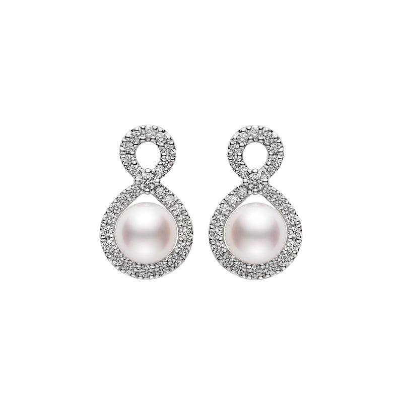 Ruyi Collection Akoya Cultured Pearl and Diamond Earrings Mikimoto