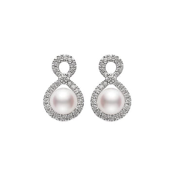 Ruyi Collection Akoya Cultured Pearl and Diamond Earrings Mikimoto