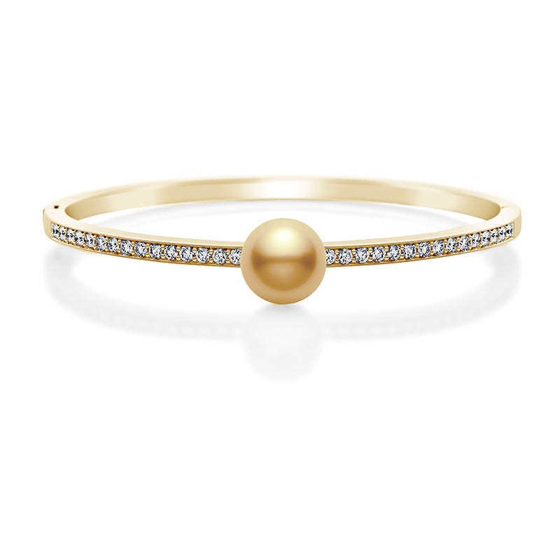 Golden South Sea Cultured Pearl and Diamond Bracelet in 18K Yellow Gold