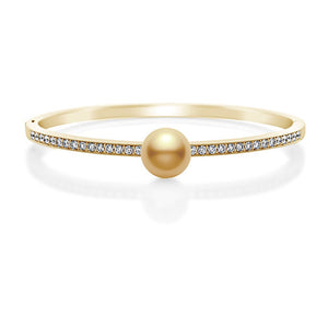 Golden South Sea Cultured Pearl and Diamond Bracelet in 18K Yellow Gold