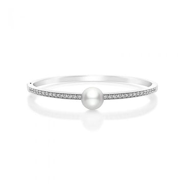 Classic White South Sea Cultured Pearl and Diamond Bracelet Mikimoto