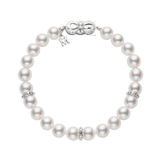 Akoya Cultured Pearl and Diamond Rondell Bracelet in 18K White Gold thumbnail