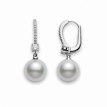 Classic Elegance White South Sea Cultured Pearl Lever Back Earrings Mikimoto
