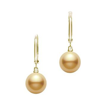 Golden South Sea Cultured Pearl Earrings  – 18K Yellow Gold Mikimoto