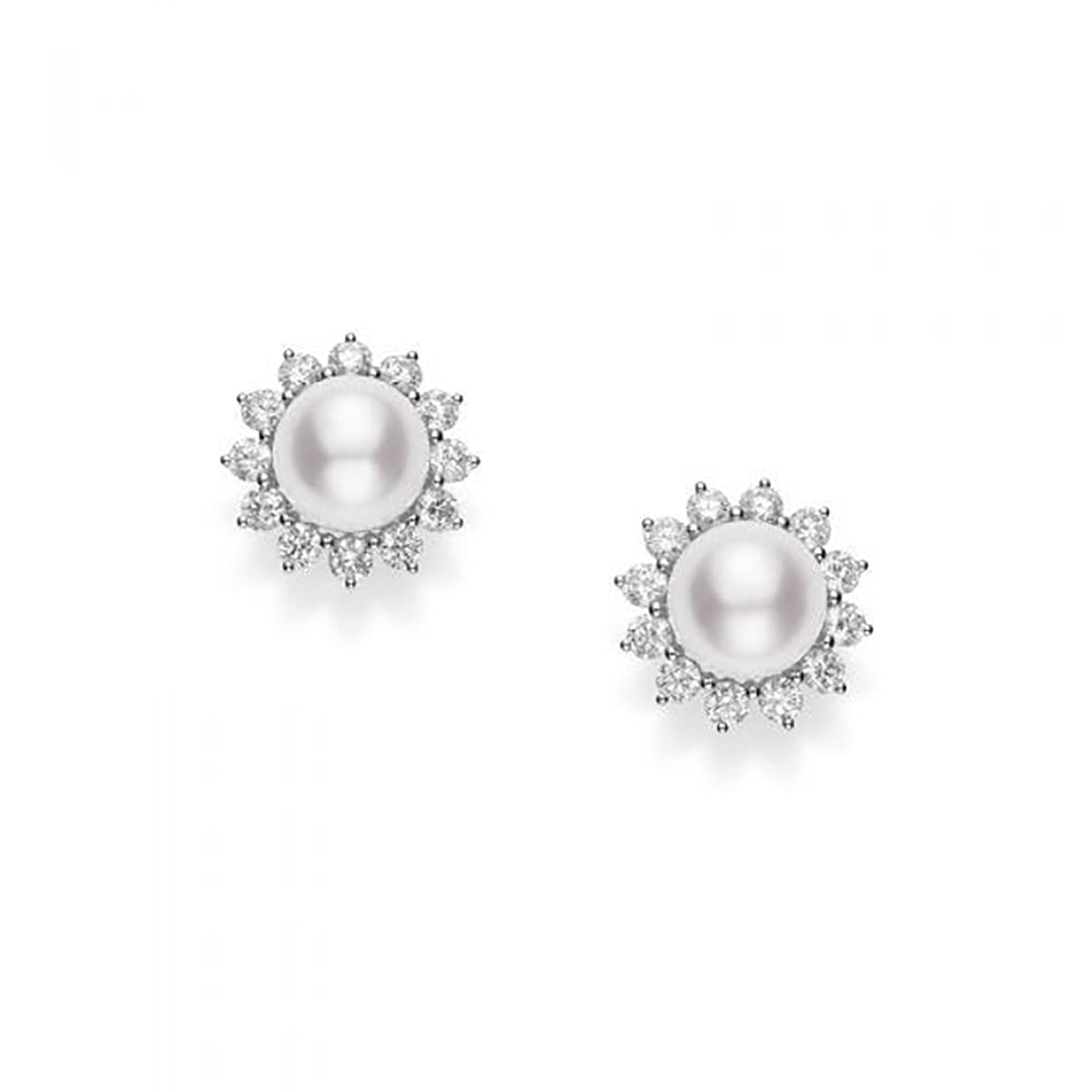 Classic Elegance Akoya Cultured Pearl Earrings with Diamonds Mikimoto