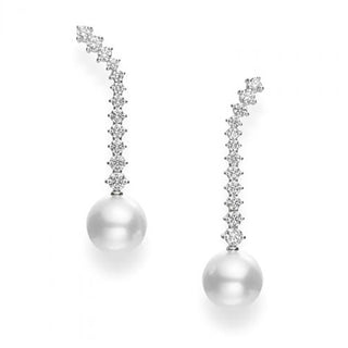Classic White South Sea Cultured Pearl and Diamond Drop Earrings thumbnail