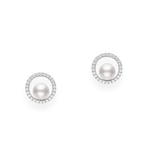 Classic Akoya Cultured Pearl Earring with Diamonds