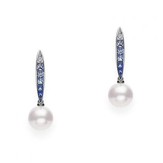 Akoya Cultured Pearl Ocean Earrings with Blue Sapphire thumbnail