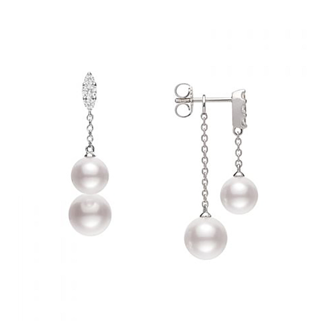 Bella Pearls 14ct yellow gold 7-7.5mm black Akoya Pearl and diamond  leverback earrings - Bella Pearls from Ingenious Jewellery UK