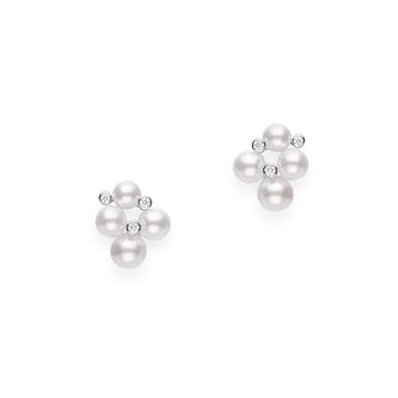 Akoya Cultured Pearl and Diamond Bubbles Earrings in 18K White Gold Mikimoto