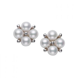 Akoya Cultured Pearl Earrings in White Gold