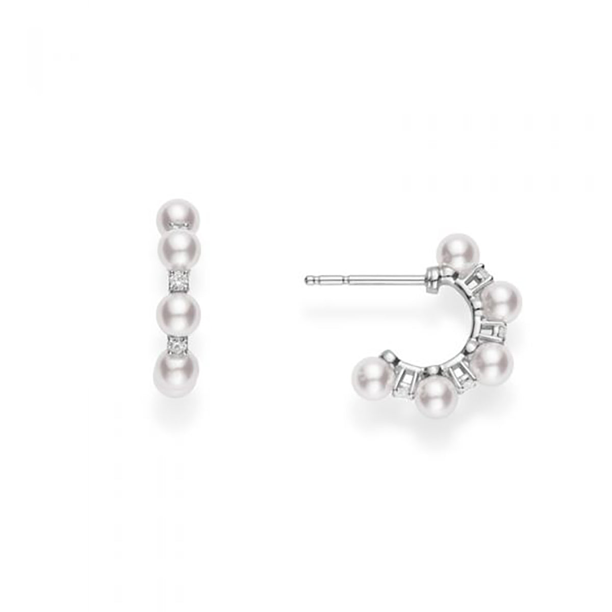 Akoya Cultured Pearl and Diamond Bubbles Earrings