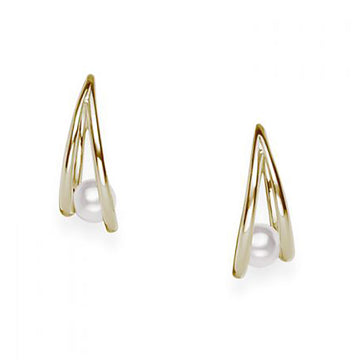 Akoya Cultured Pearl Earrings in Yellow Gold Mikimoto