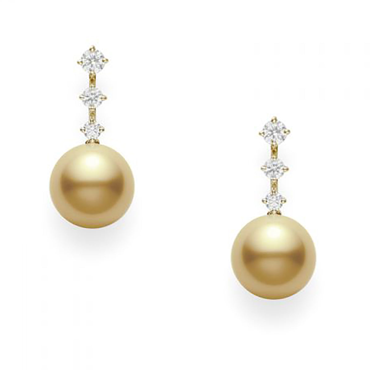 Golden South Sea Cultured Pearl and Diamond Earrings