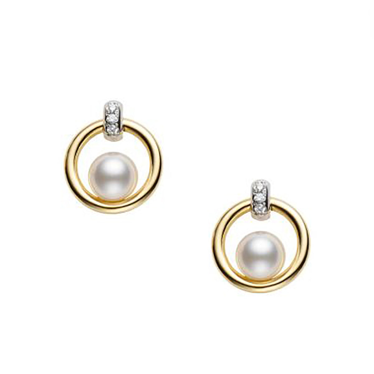 Akoya Cultured Pearl and Diamond Circle Earrings