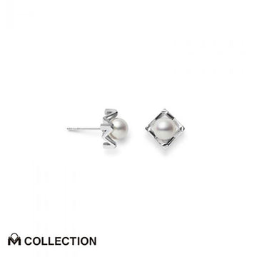 M Collection Akoya Cultured Pearl Earrings in 18K White Gold Mikimoto