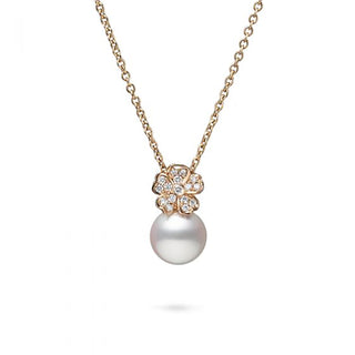 Akoya Cultured Pearl Cherry Blossom Pendant with Diamonds thumbnail