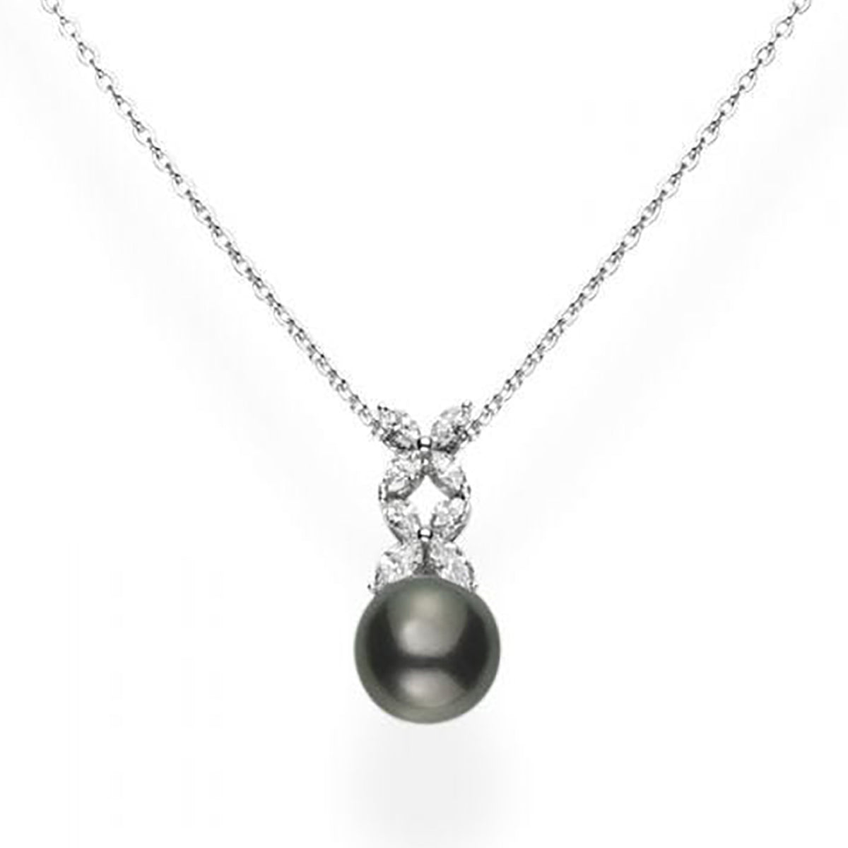 Black South Sea and Diamond Pendant