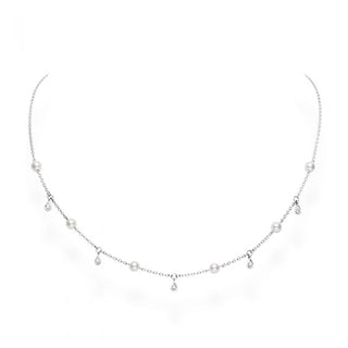 Akoya Cultured Pearl and Diamond Necklace thumbnail