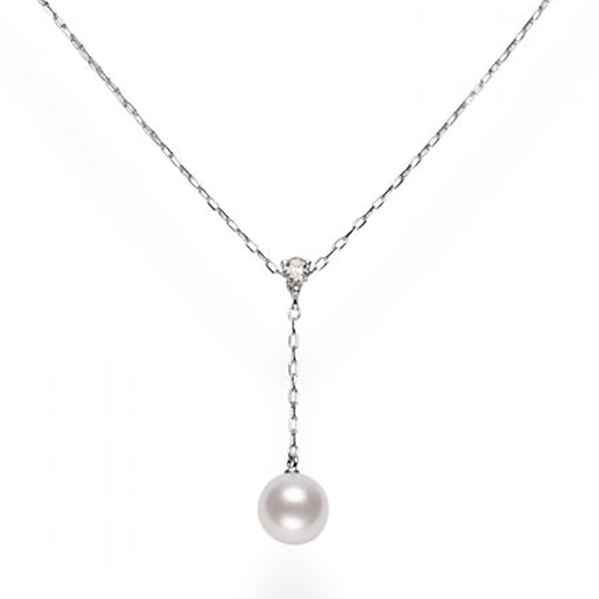 Akoya Cultured Pearl and Diamond Drop Pendant