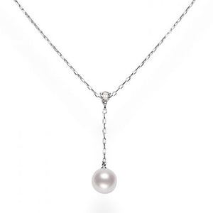 Akoya Cultured Pearl and Diamond Drop Pendant