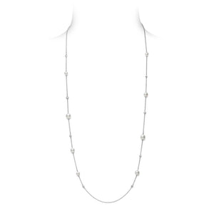 Akoya Cultured Pearl and Diamond Station Necklace