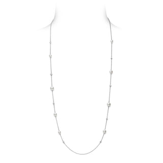 Akoya Cultured Pearl and Diamond Station Necklace thumbnail