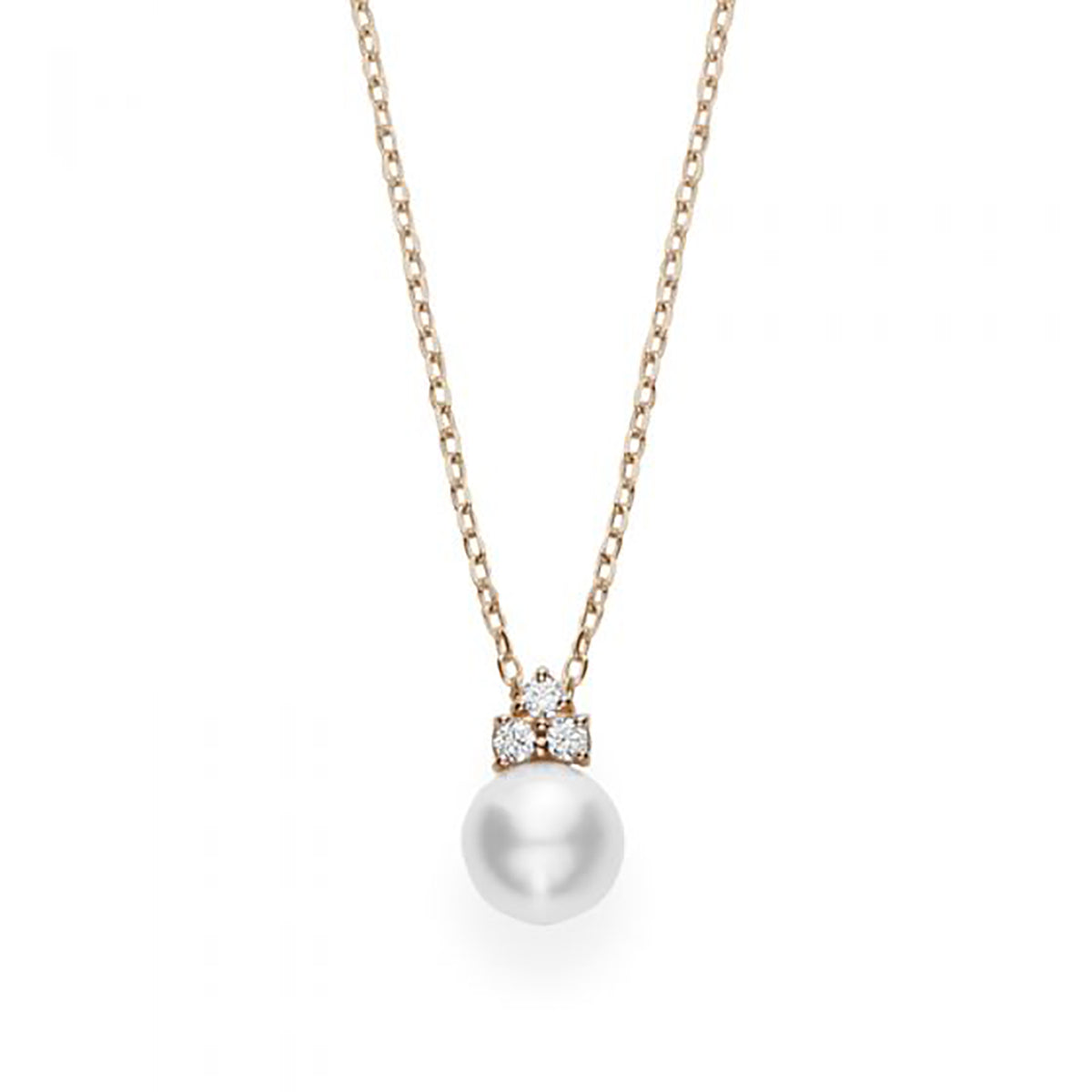 Akoya Cultured Pearl Pendant With Diamonds - 18K Pink Gold