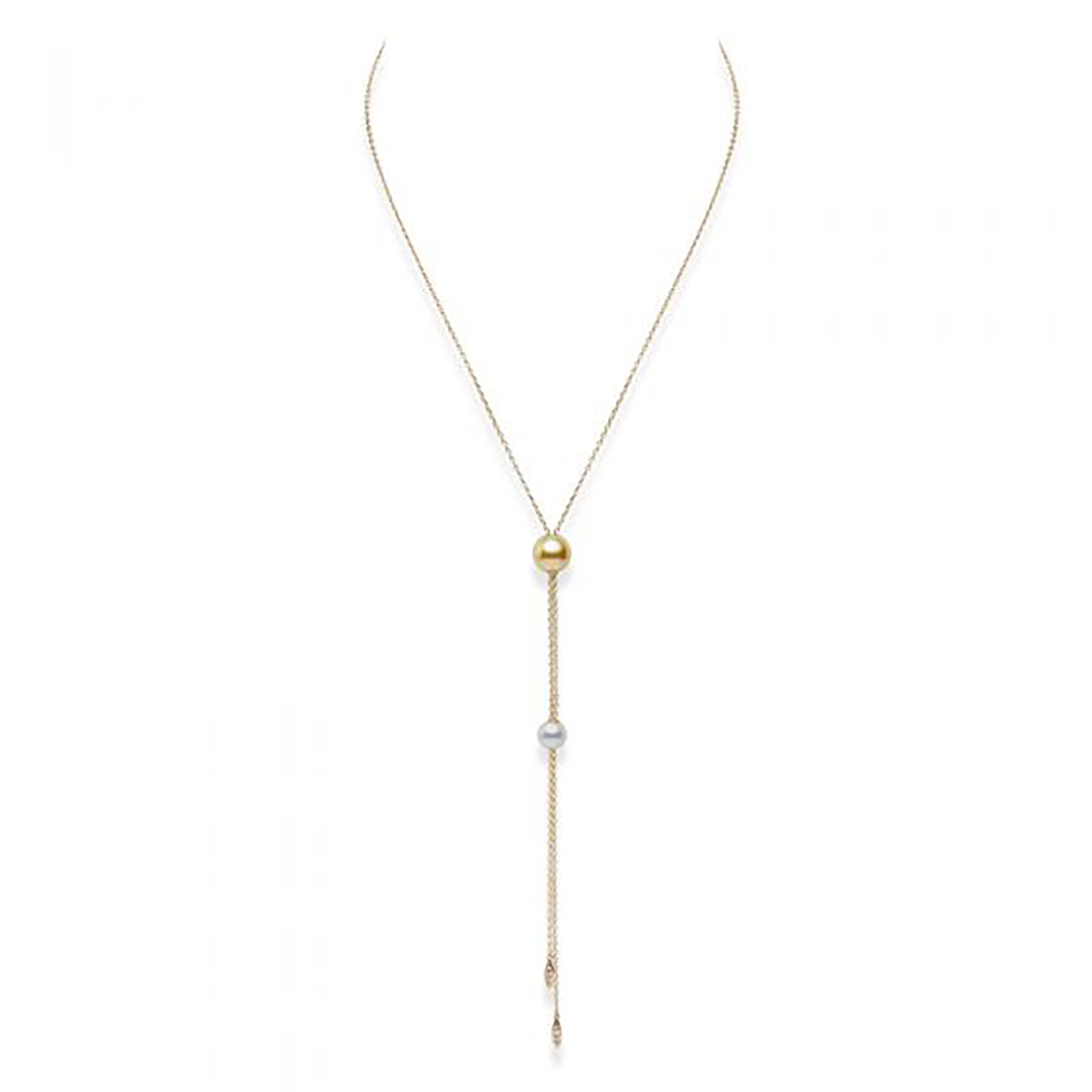Pearls in Motion Akoya and Golden South Sea Cultured Pearl Pendant in 18K Yellow Gold