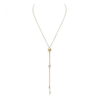 Pearls in Motion Akoya and Golden South Sea Cultured Pearl Pendant in 18K Yellow Gold thumbnail
