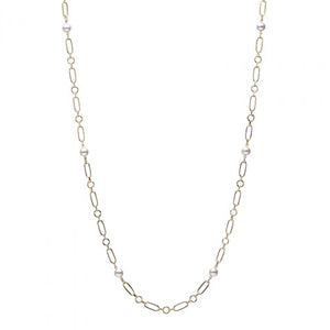 M Code Akoya Cultured Pearl Necklace in 18K Yellow Gold