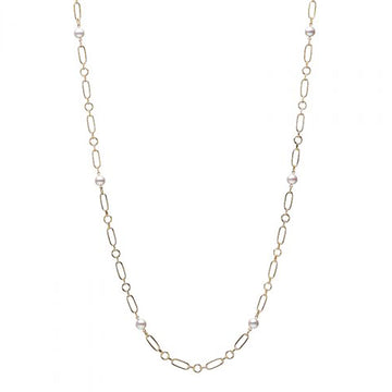M Code Akoya Cultured Pearl Necklace in 18K Yellow Gold