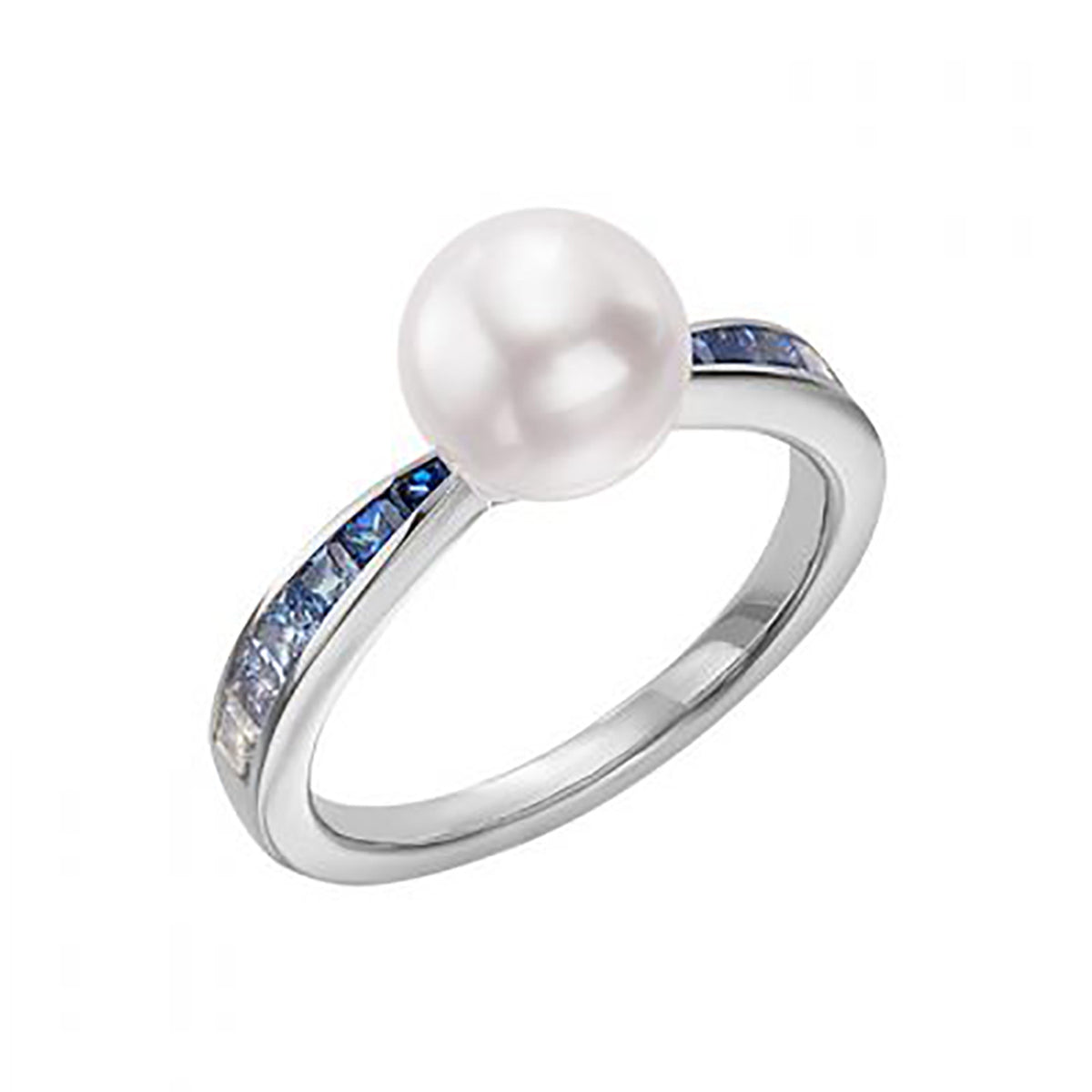 Ocean Akoya and Blue Sapphire Ring