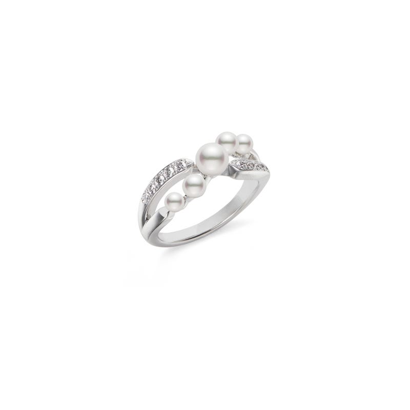 Cluster Akoya Cultured Pearl and Diamond Ring