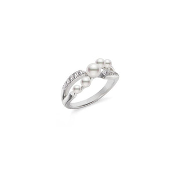 Cluster Akoya Cultured Pearl and Diamond Ring