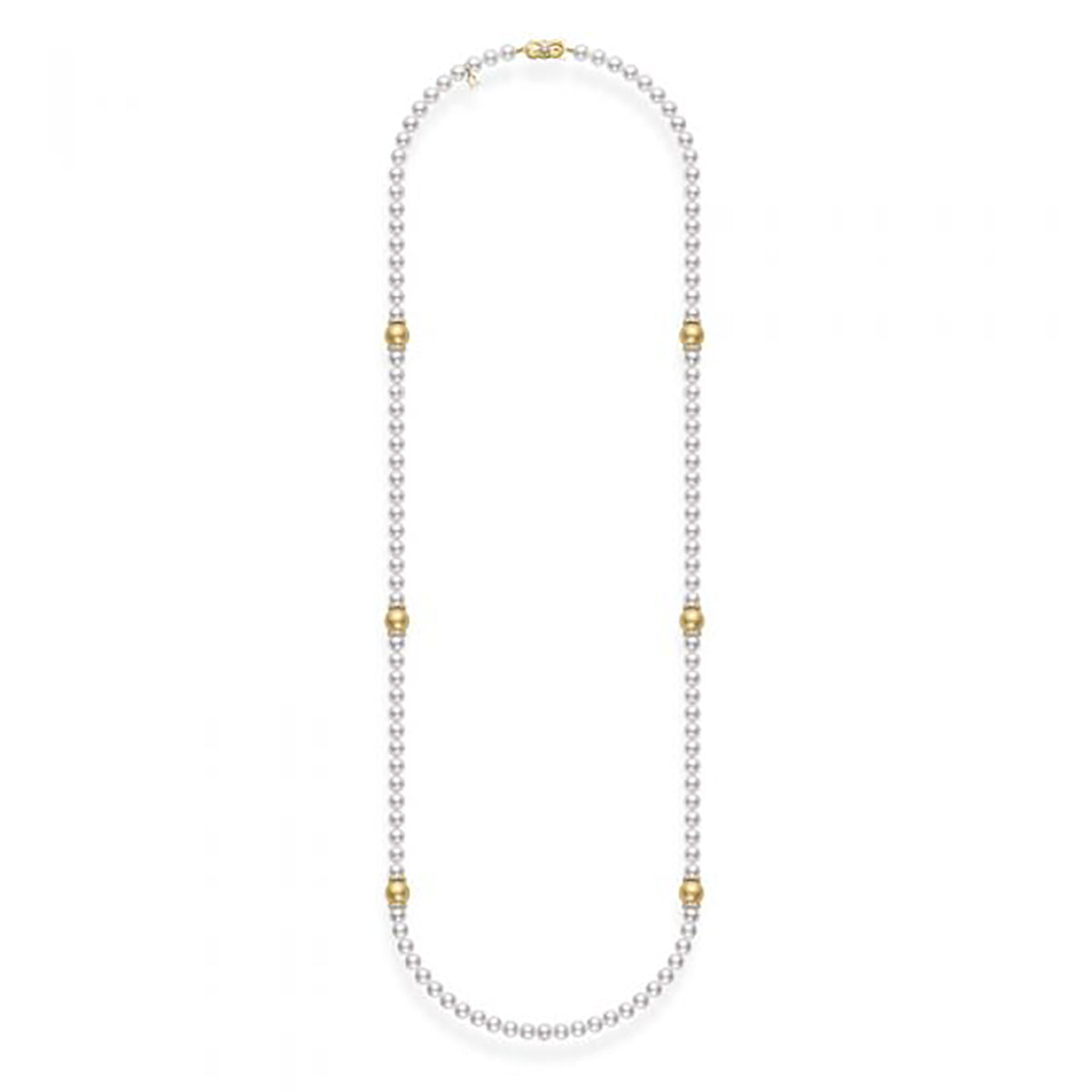 Fusion Akoya and Golden South Sea Cultured Pearl Strand with Diamond Rondelles