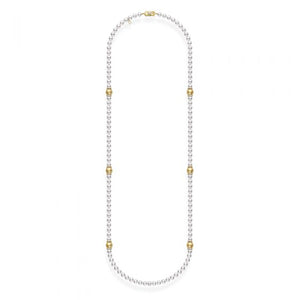 Fusion Akoya and Golden South Sea Cultured Pearl Strand with Diamond Rondelles
