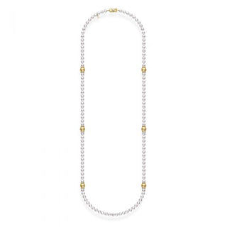 Fusion Akoya and Golden South Sea Cultured Pearl Strand with Diamond Rondelles thumbnail