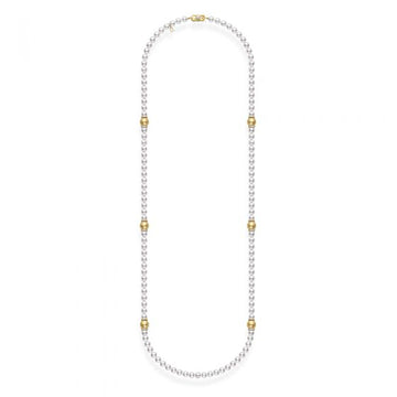 Fusion Akoya and Golden South Sea Cultured Pearl Strand with Diamond Rondelles