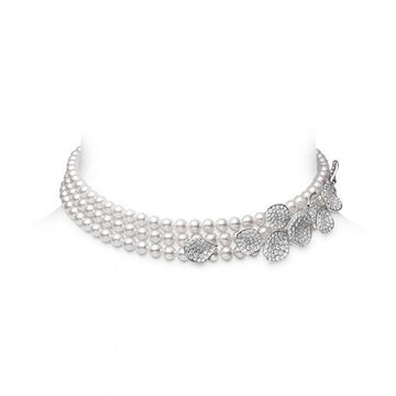 Les Petales Place Vendome Akoya and Diamond Necklace