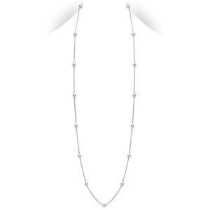 32" Akoya Cultured Pearl Station Necklace in White Gold