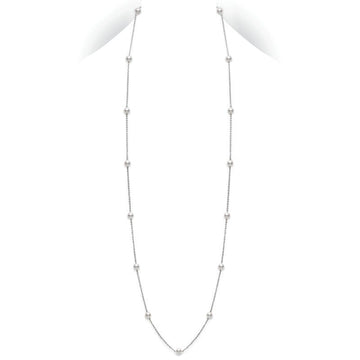 32" Akoya Cultured Pearl Station Necklace in White Gold
