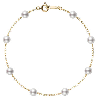 Akoya Cultured Pearl Station Bracelet in 18K Yellow Gold thumbnail