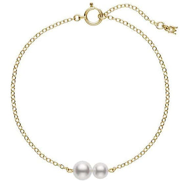 Akoya Cultured Pearl Station Bracelet in 18K Yellow Gold Mikimoto