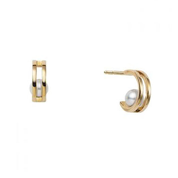 Akoya Cultured Pearl Earrings in 18K Yellow Gold Mikimoto